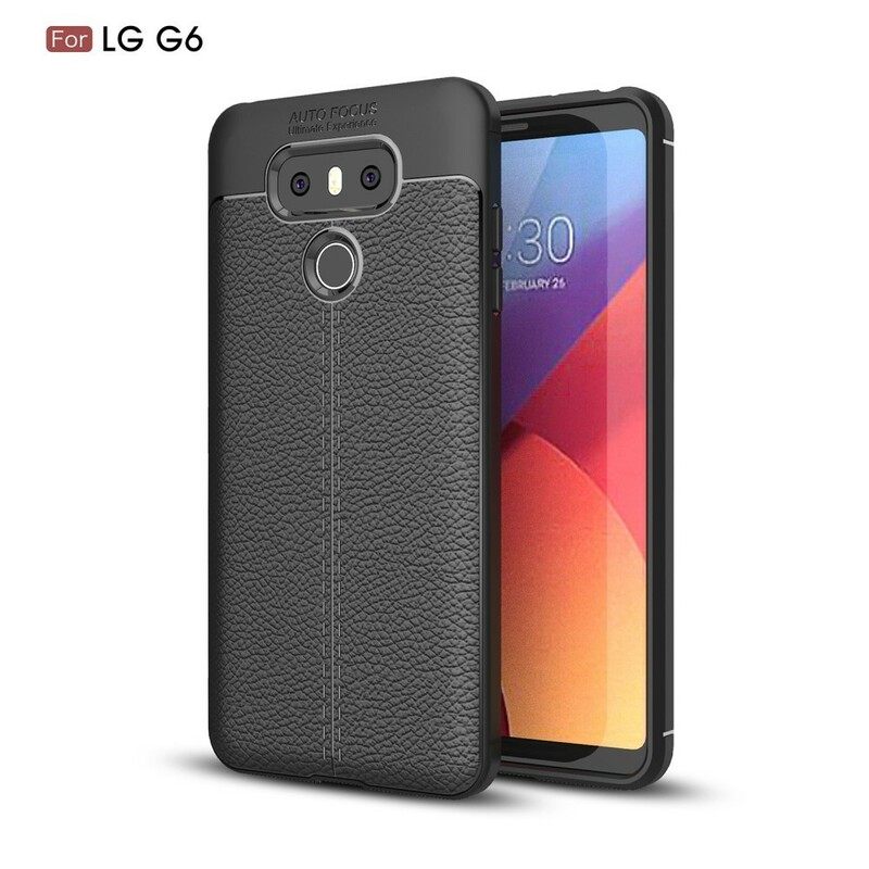 Case LG G6 Double Line Litchi Leather Effect