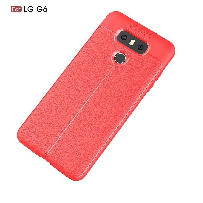 Case LG G6 Double Line Litchi Leather Effect