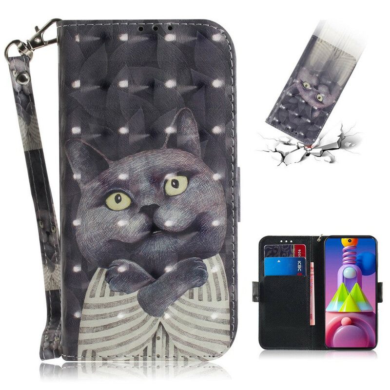 Kotelot Samsung Galaxy M51 Suojaketju Kuori Grey Thong Cat