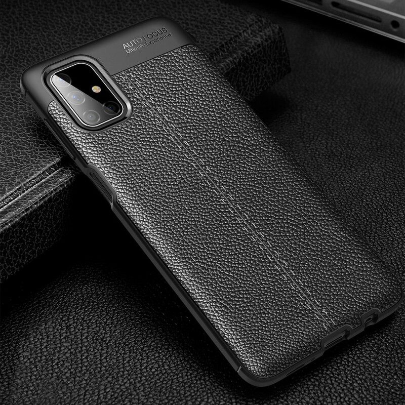 Kuori Samsung Galaxy M51 Double Line Litchi Leather Effect