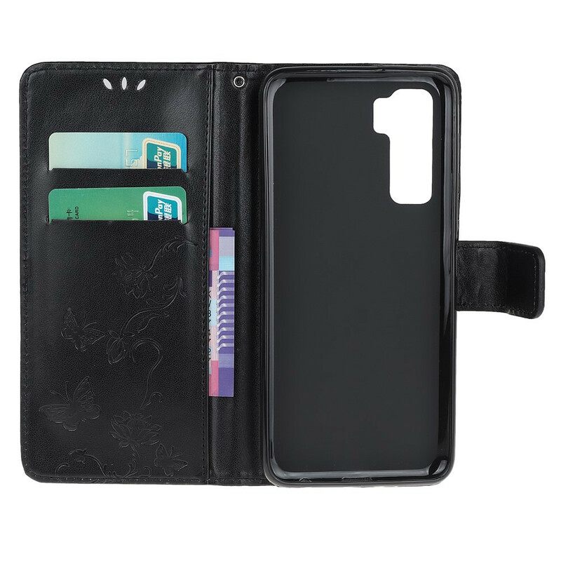 Flip Case Huawei P40 Lite 5G Perhosia Ja Kukkia