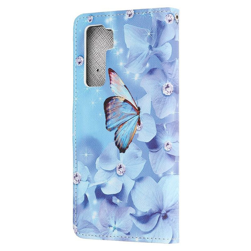 Kotelot Huawei P40 Lite 5G Suojaketju Kuori Diamond Butterflies Hihnalla