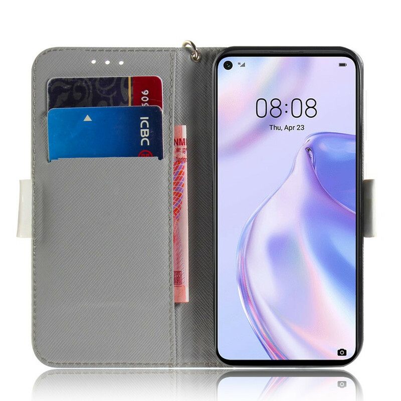 Kotelot Huawei P40 Lite 5G Suojaketju Kuori Strap Kukkiva Puu