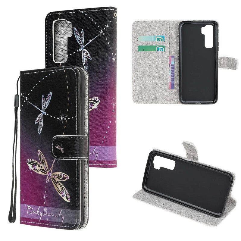 Kotelot Huawei P40 Lite 5G Suojaketju Kuori Strappy Dragonflies