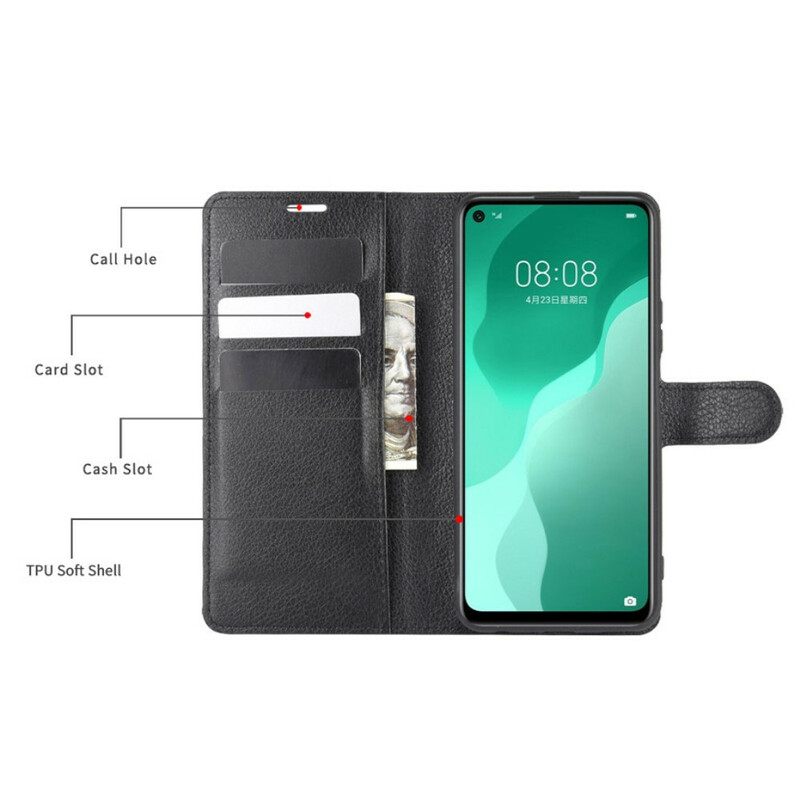 Nahkakotelo Huawei P40 Lite 5G Classic Litchi Faux Leather