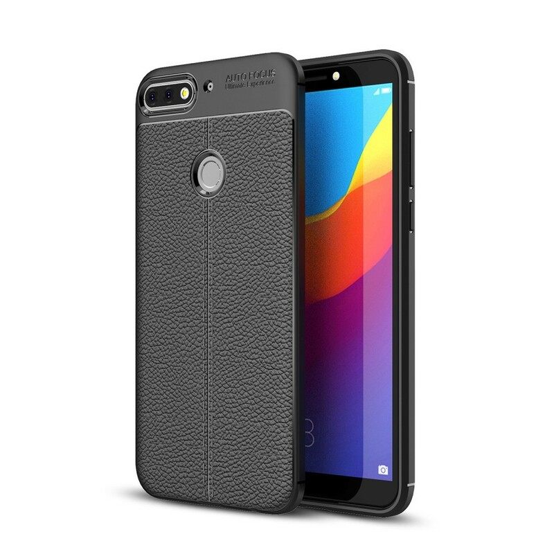 Case Huawei Y7 2018 / Honor 7C Double Line Litchi Leather Effect