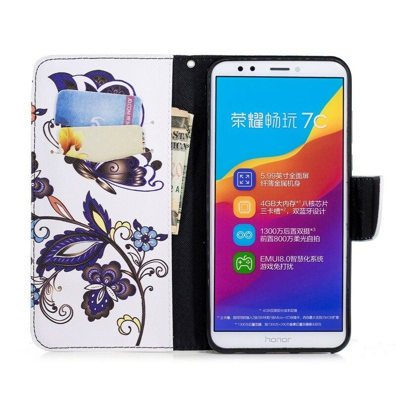 Kotelot Huawei Y7 2018 / Honor 7C Tattoo Butterfly