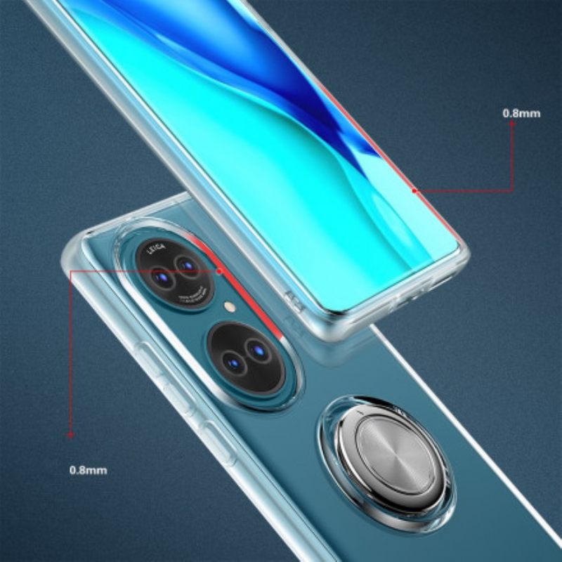 Case Huawei P50 Läpinäkyvä Yksinkertainen Metallisormus