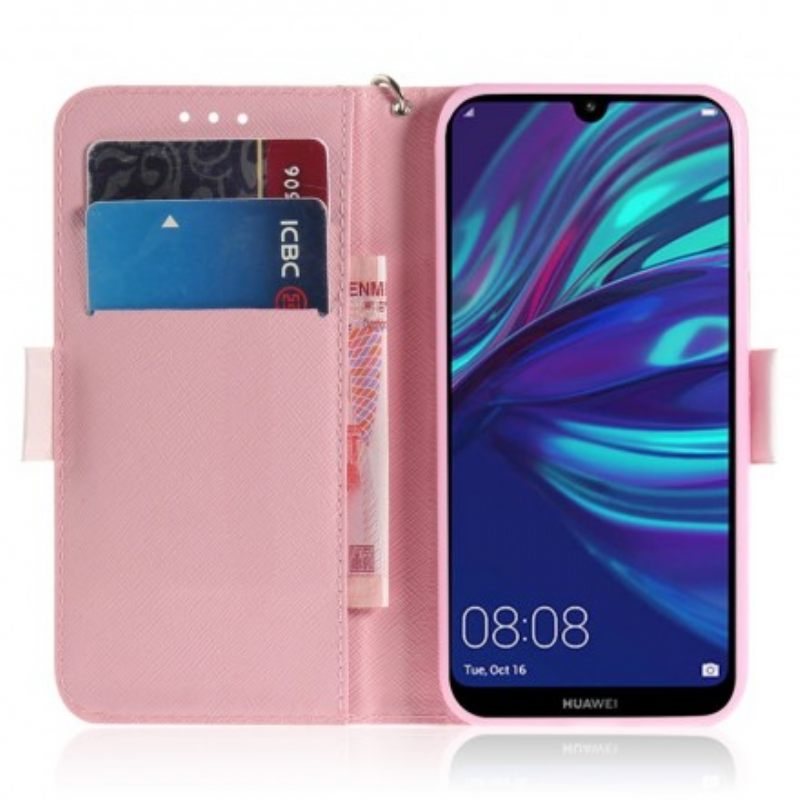 Flip Case Huawei P30 Lite Suojaketju Kuori Panda Love In Lanyard