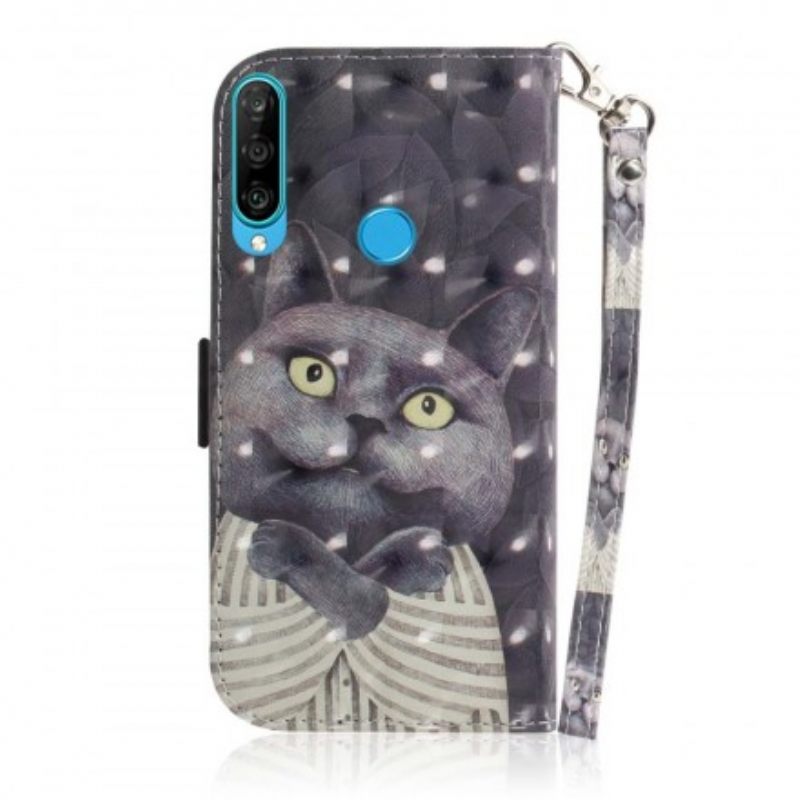 Kotelot Huawei P30 Lite Suojaketju Kuori Grey Thong Cat