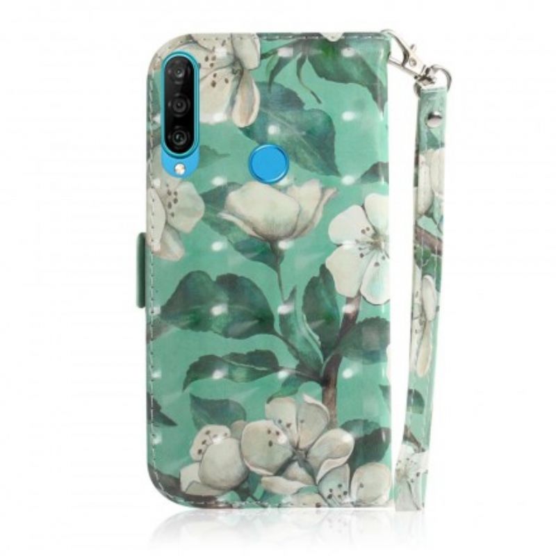 Kotelot Huawei P30 Lite Suojaketju Kuori Strap Flower Branch