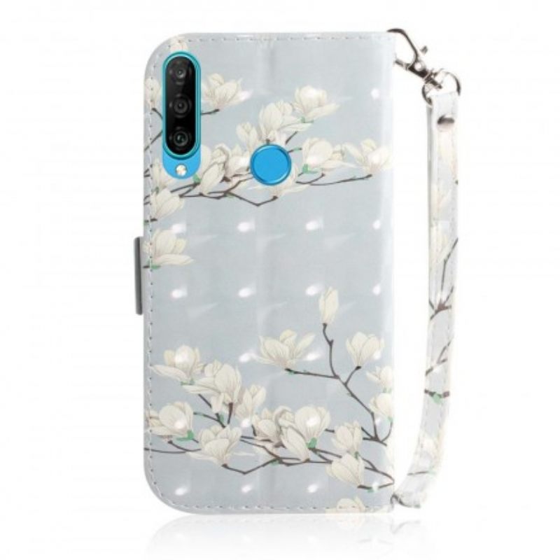 Kotelot Huawei P30 Lite Suojaketju Kuori Strap Kukkiva Puu