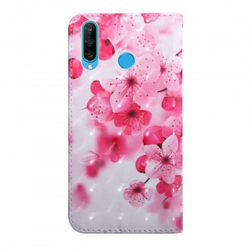 Kotelot Huawei P30 Lite Vaaleanpunaiset Kukat