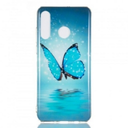 Kuori Huawei P30 Lite Fluoresoiva Sininen Perhonen