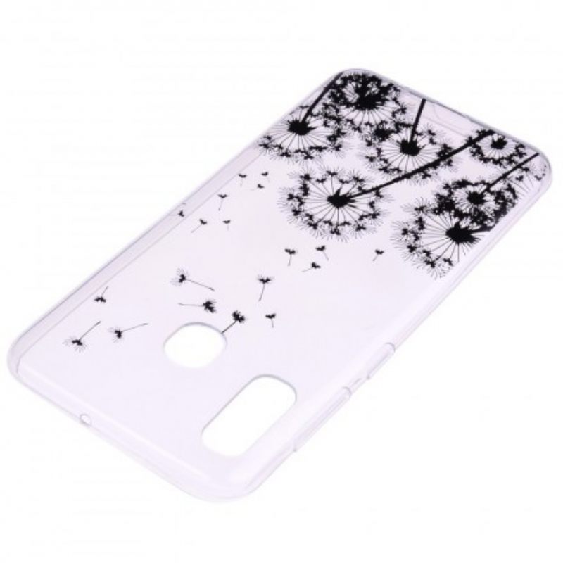 Kuori Huawei P30 Lite Transparent Black Dandelions