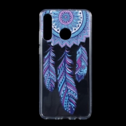 Kuori Huawei P30 Lite Transparent Blue Feathers Dream Catcher