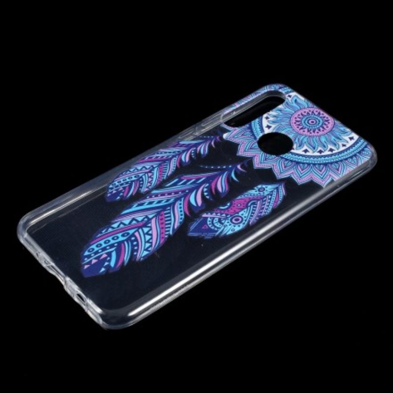 Kuori Huawei P30 Lite Transparent Blue Feathers Dream Catcher