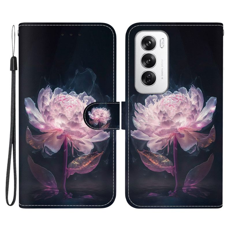 Kotelot Oppo Reno 12 5g Violetti Pioni Hihnalla Suojakuori