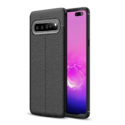 Kuori Samsung Galaxy S10 5G Double Line Litchi Leather Effect