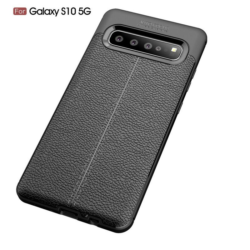 Kuori Samsung Galaxy S10 5G Double Line Litchi Leather Effect