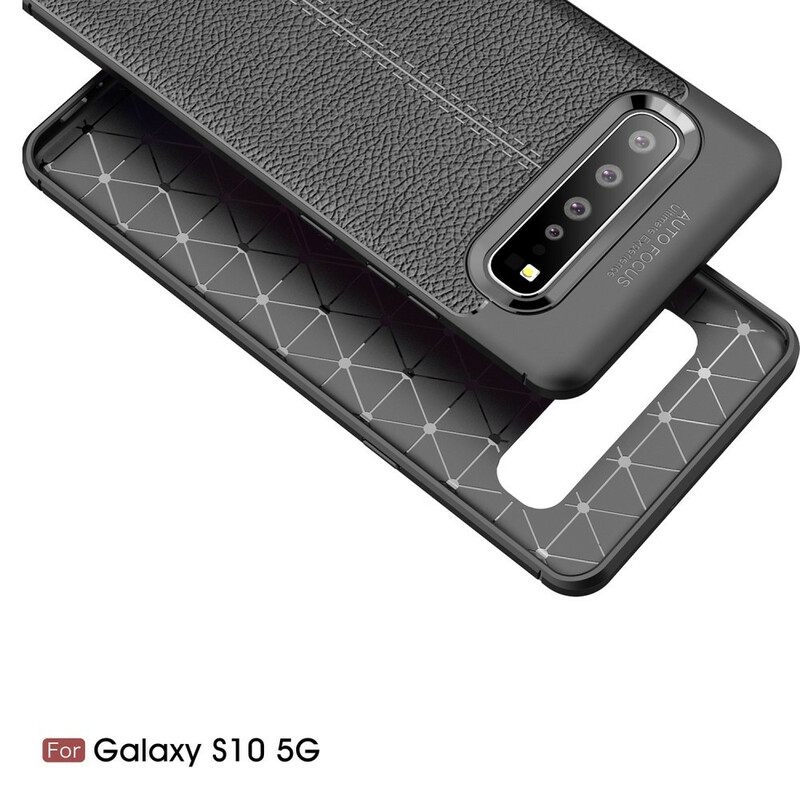 Kuori Samsung Galaxy S10 5G Double Line Litchi Leather Effect