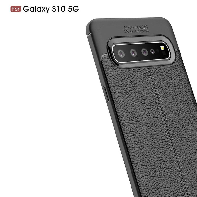 Kuori Samsung Galaxy S10 5G Double Line Litchi Leather Effect