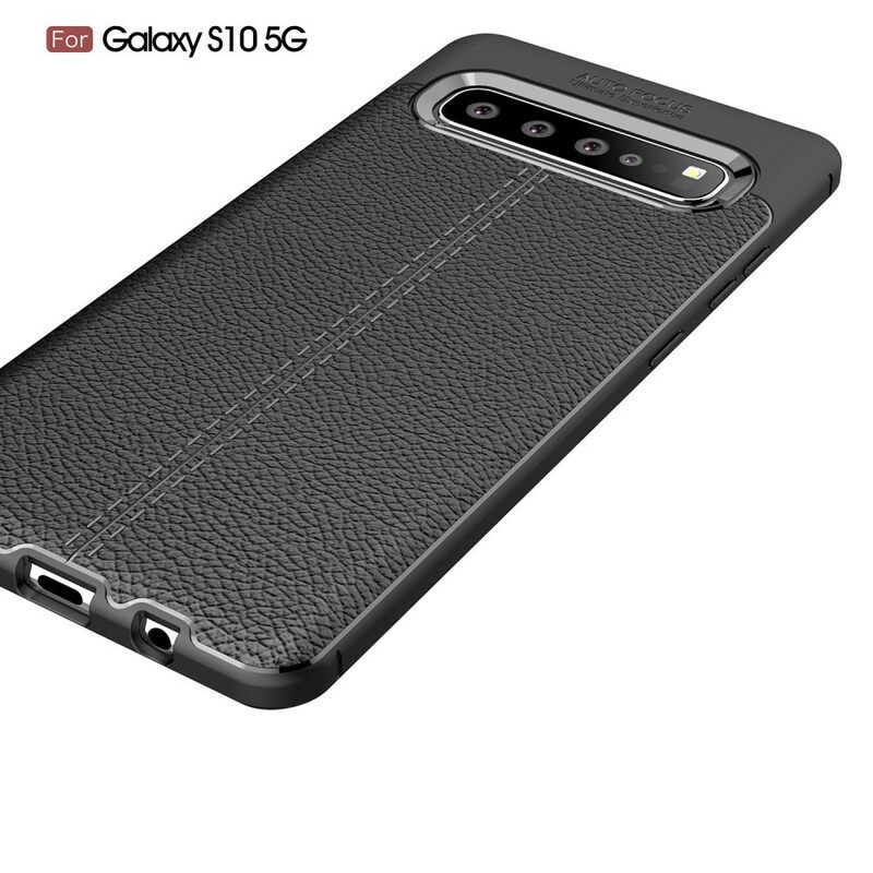 Kuori Samsung Galaxy S10 5G Double Line Litchi Leather Effect