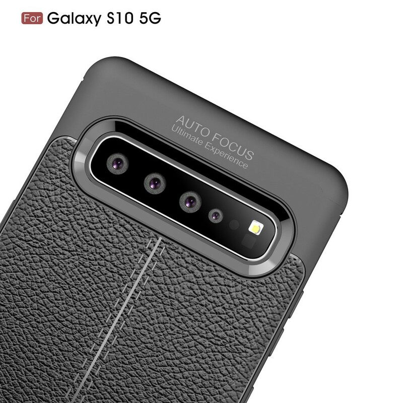 Kuori Samsung Galaxy S10 5G Double Line Litchi Leather Effect