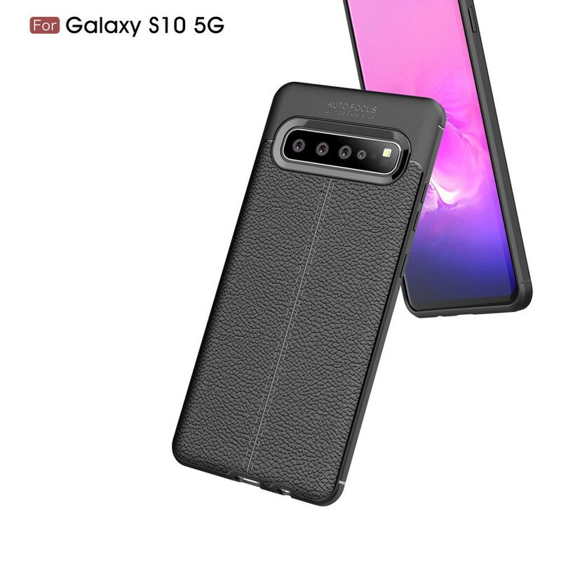 Kuori Samsung Galaxy S10 5G Double Line Litchi Leather Effect