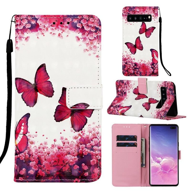 Nahkakotelo Samsung Galaxy S10 5G Red Butterflies