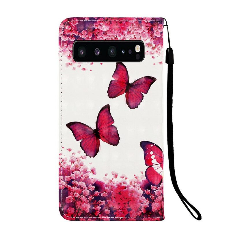 Nahkakotelo Samsung Galaxy S10 5G Red Butterflies