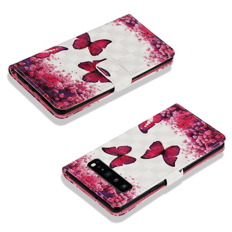 Nahkakotelo Samsung Galaxy S10 5G Red Butterflies