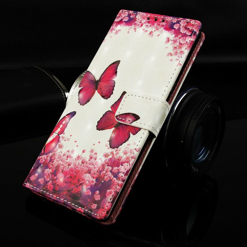 Nahkakotelo Samsung Galaxy S10 5G Red Butterflies