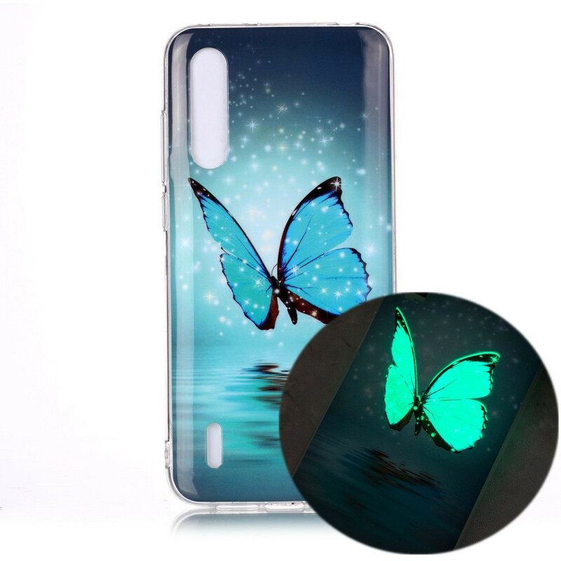 Case Xiaomi Mi A3 Fluoresoiva Sininen Perhonen