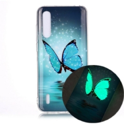 Case Xiaomi Mi A3 Fluoresoiva Sininen Perhonen