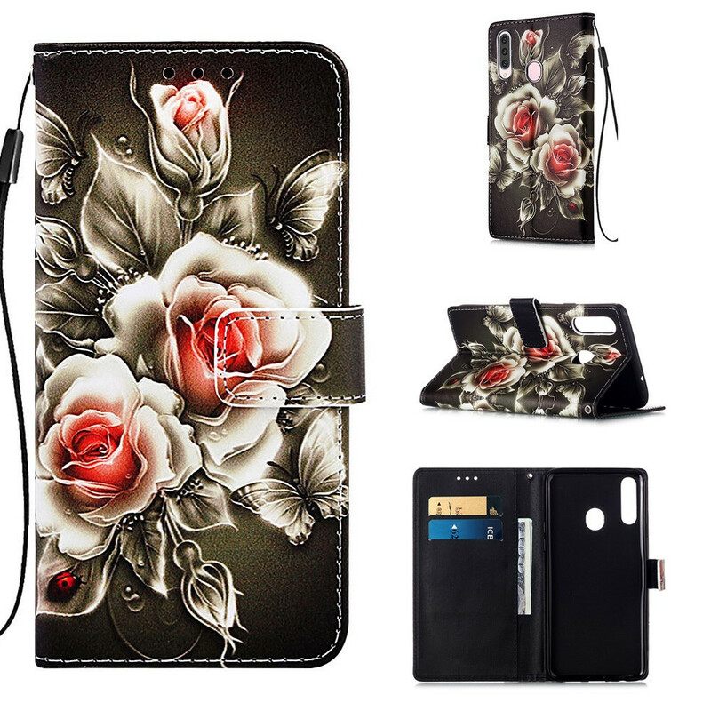 Flip Case Samsung Galaxy A20s Golden Roses