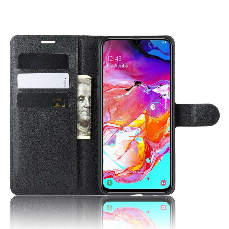 Flip Case Samsung Galaxy A20s Klassinen Litsi-nahkaefekti