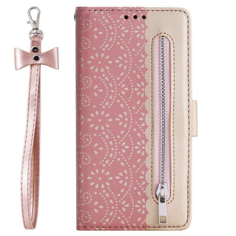 Flip Case Samsung Galaxy A20s Suojaketju Kuori Lace Strap Kolikkokukkaro