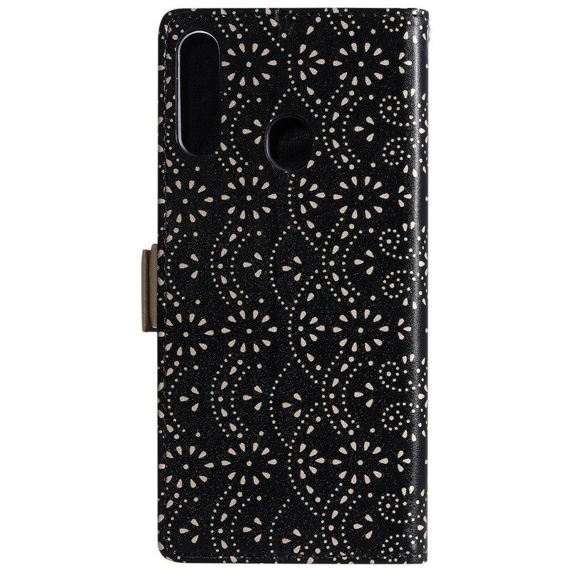 Flip Case Samsung Galaxy A20s Suojaketju Kuori Lace Strap Kolikkokukkaro