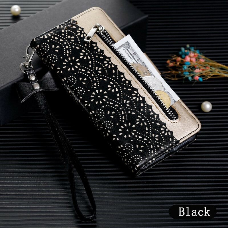 Flip Case Samsung Galaxy A20s Suojaketju Kuori Lace Strap Kolikkokukkaro