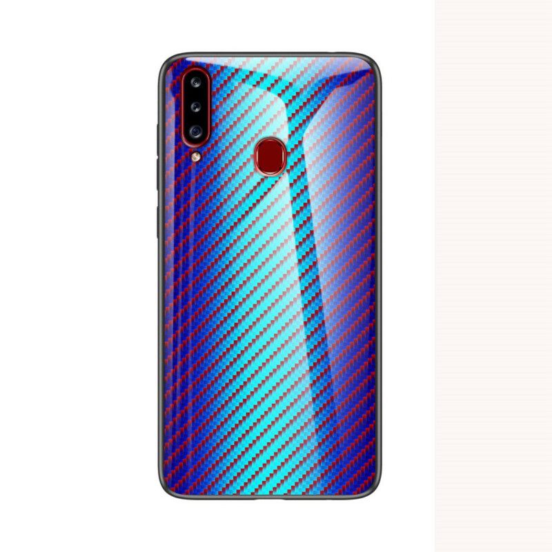 Kuori Samsung Galaxy A20s Carbon Fiber Karkaistu Lasi