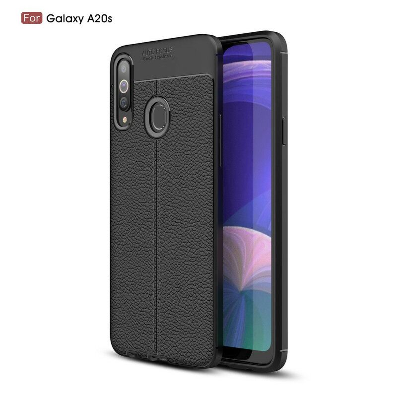 Kuori Samsung Galaxy A20s Double Line Litchi Leather Effect