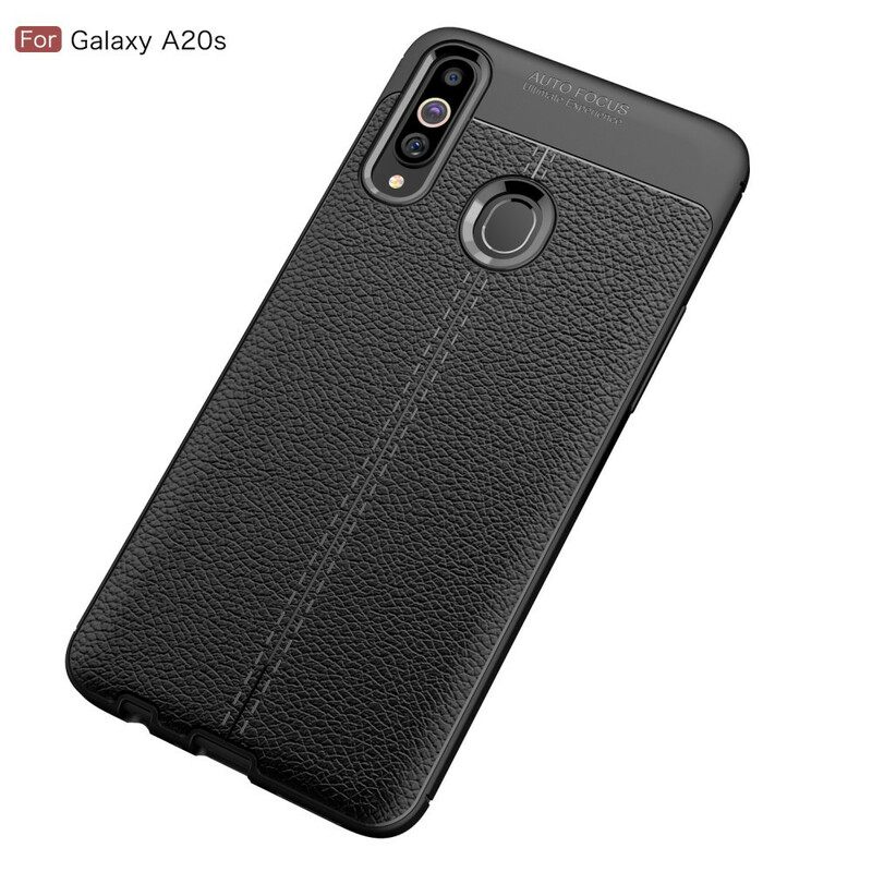 Kuori Samsung Galaxy A20s Double Line Litchi Leather Effect