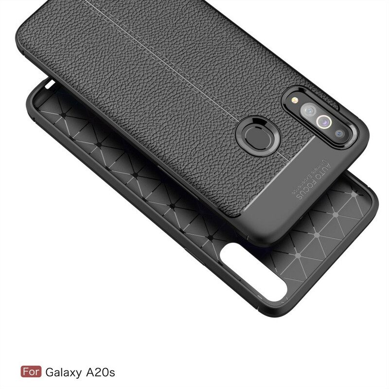 Kuori Samsung Galaxy A20s Double Line Litchi Leather Effect