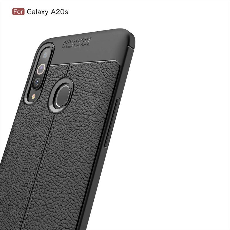 Kuori Samsung Galaxy A20s Double Line Litchi Leather Effect