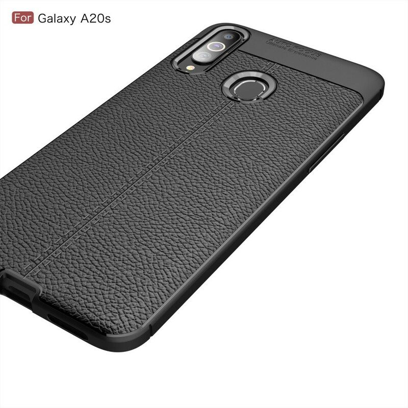 Kuori Samsung Galaxy A20s Double Line Litchi Leather Effect