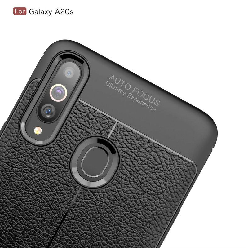 Kuori Samsung Galaxy A20s Double Line Litchi Leather Effect