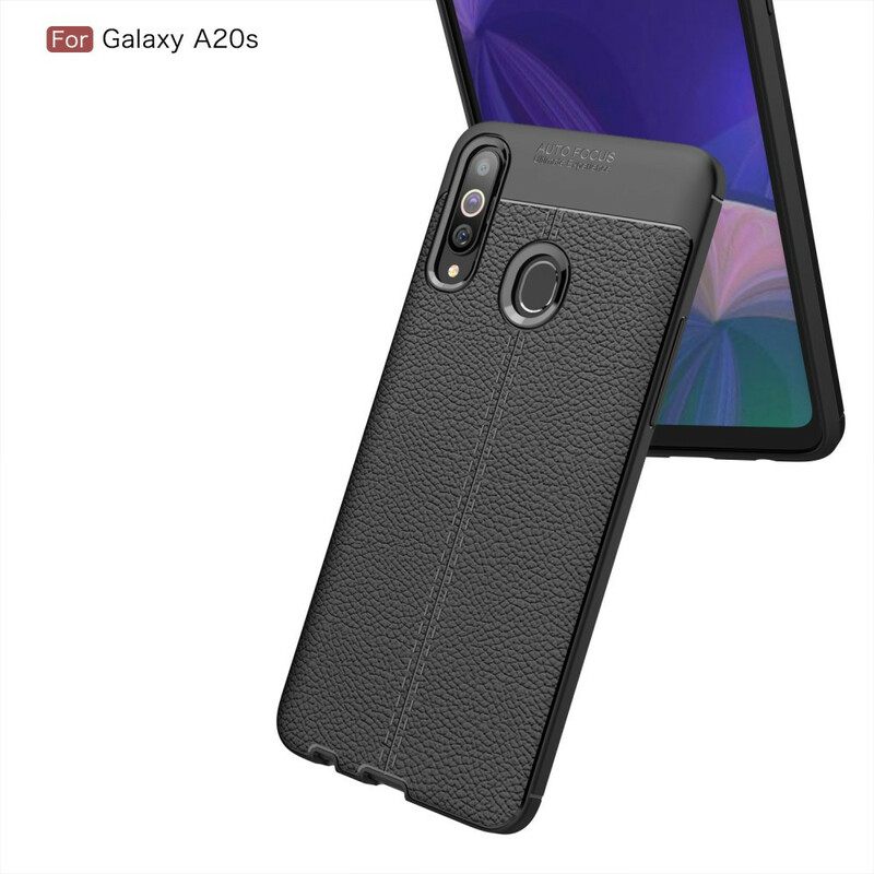 Kuori Samsung Galaxy A20s Double Line Litchi Leather Effect