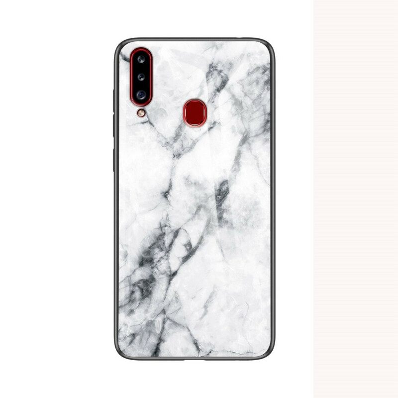 Kuori Samsung Galaxy A20s Marble Tempered Glass