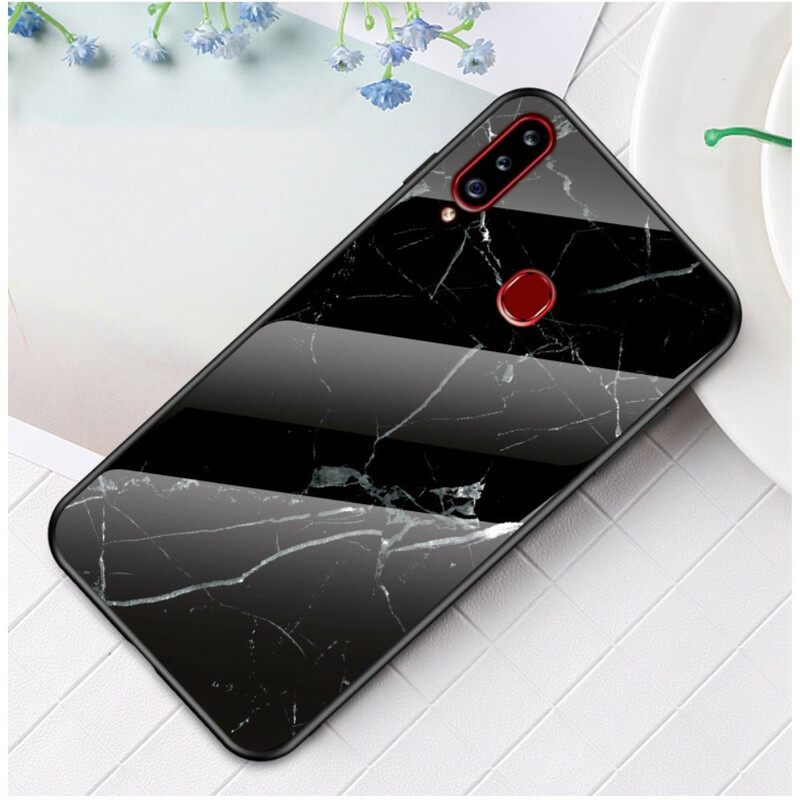 Kuori Samsung Galaxy A20s Marble Tempered Glass